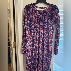 Floral Long Sleeve Dress - Purple and Pink velvet shalwar khameez sz 42
